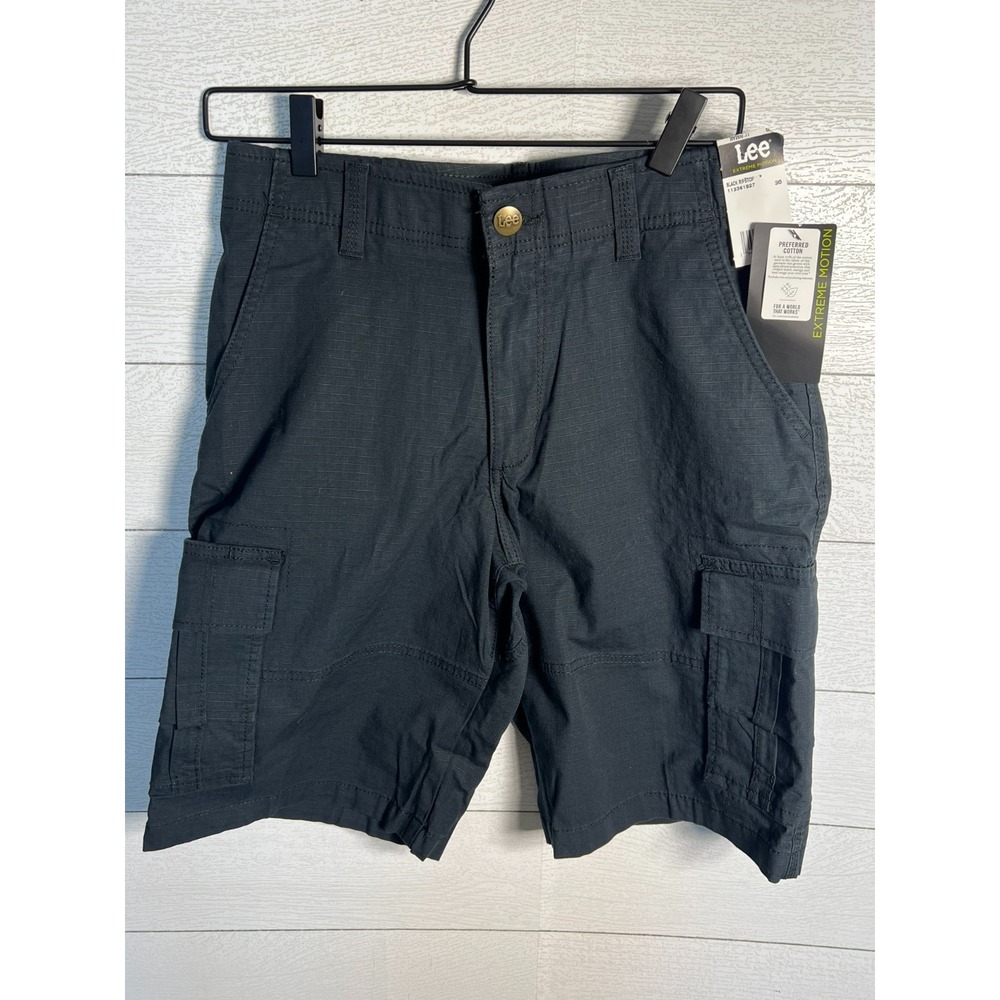 Lee NEW Extreme Motion Mens 30 Black Ripstop Hiking Cargo Shorts Outdoor Trail